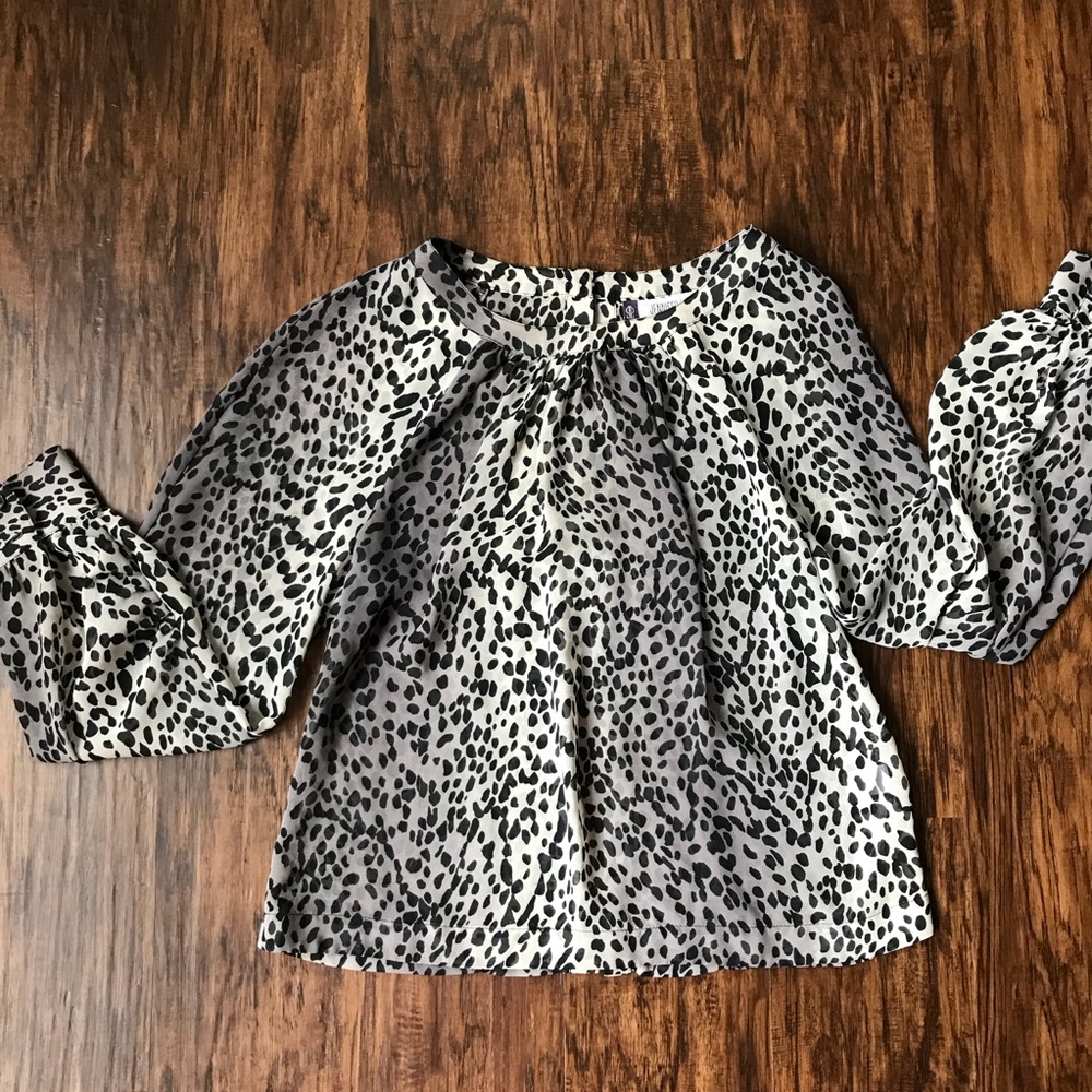 Sheer cheetah ombré print long sleeve top M